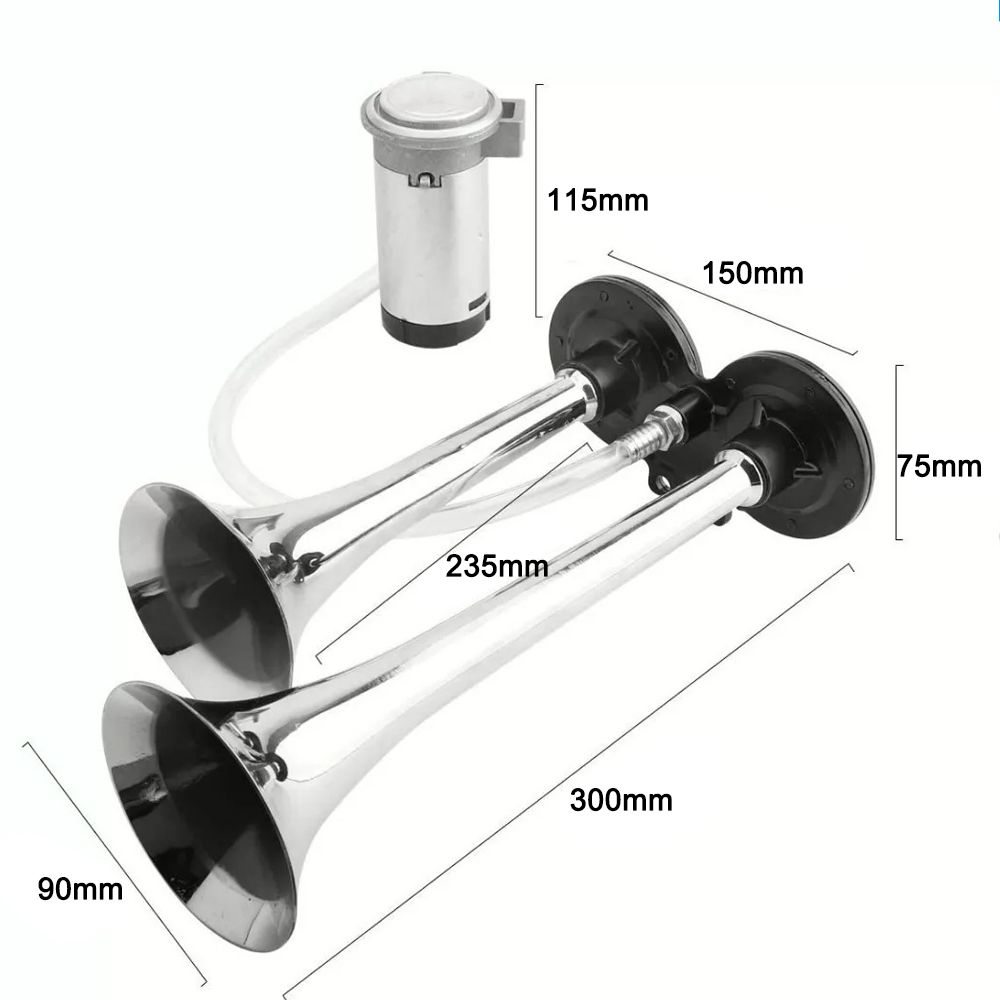 150dB Dual Trumpet Air Horn Loud Electric Horn 12 V With
