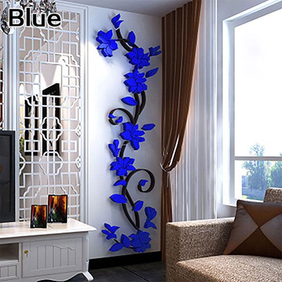 Rosa Multiflora Vine Entrance Corridor Wall Sticker-Blue