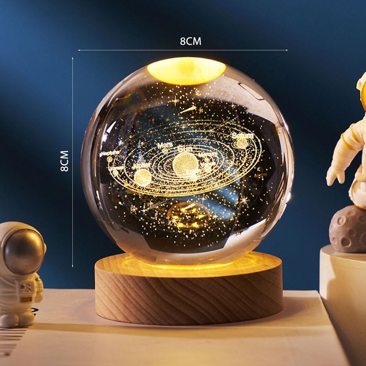 3D Planets Crystal Ball Engraved Miniature Model Night Light