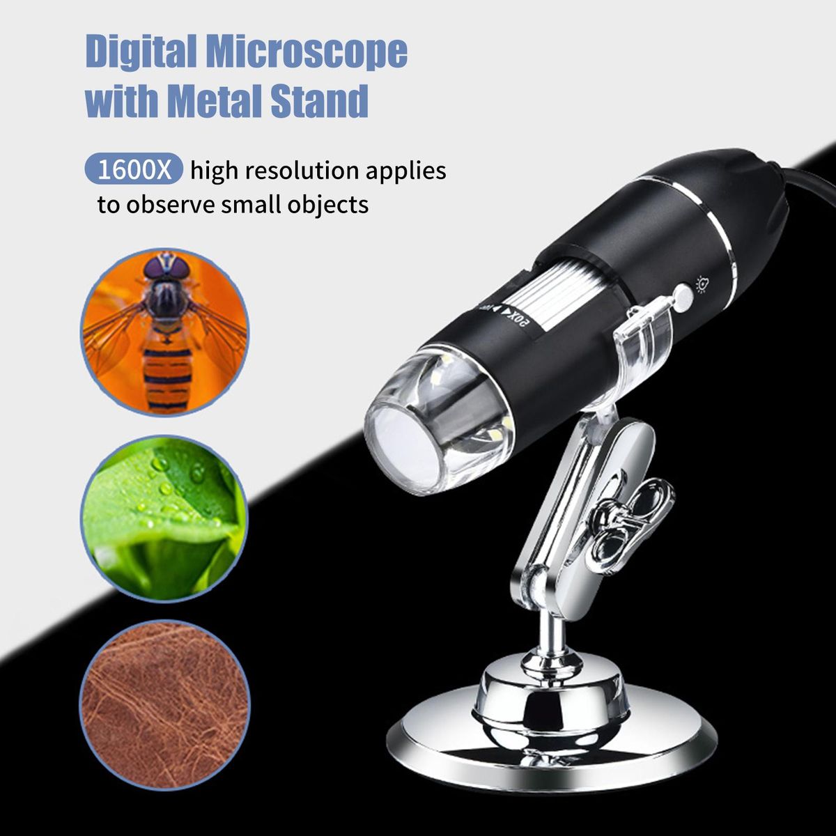1600X USB Digital Microscope for Industrial View Hand-held Detecting with 8 White LED Lights Magnifier