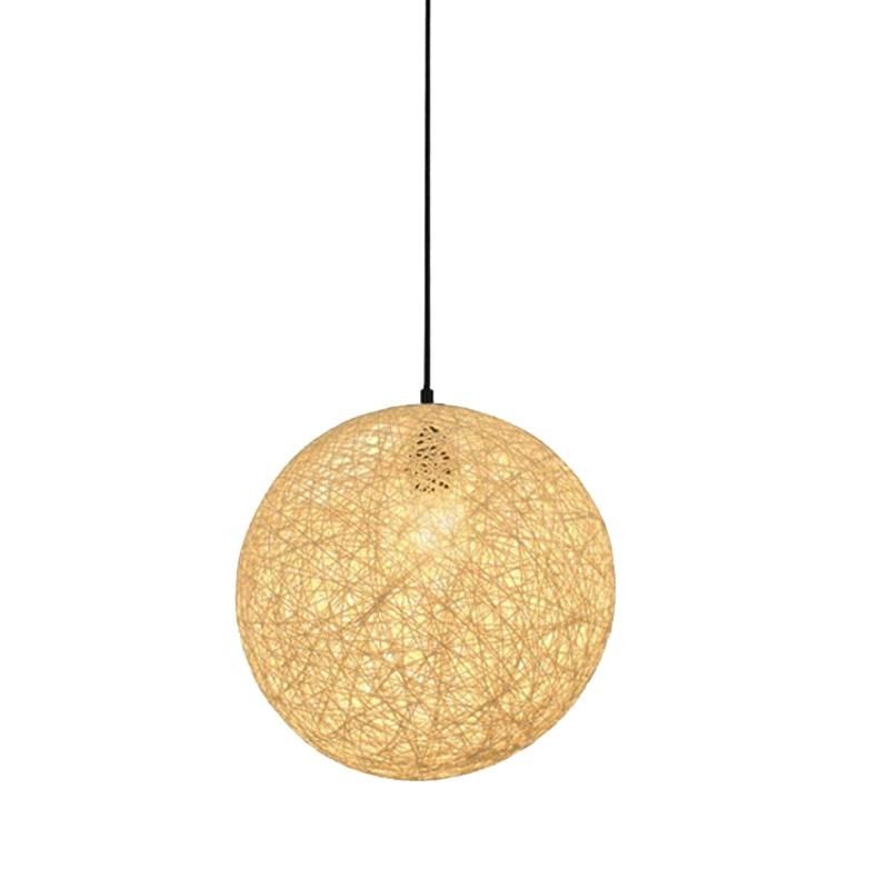 Rattan and Ball Chandelier Individual Creativity Spherical Rattan Nest Lampshade 20cm