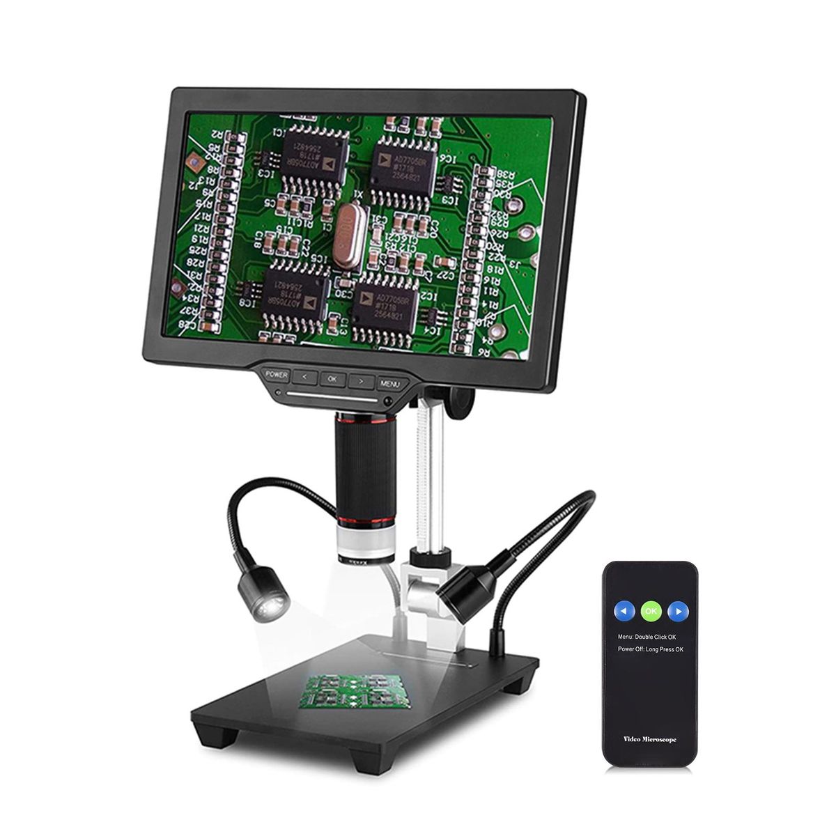 10.1-inch LCD USB Digital Microscope 1080P Coin Microscope 1-1600X 16MP Touch-control Lightness with Remote Control for Plant Insect Observation Best Gift for Children