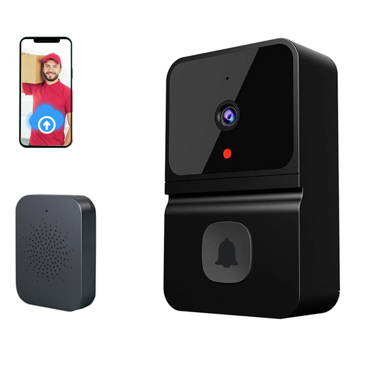 Wireless Video Doorbell Camera Smart Doorbell with 450P Night Vision 2-Way Audio Cloud Storage Battery Powered