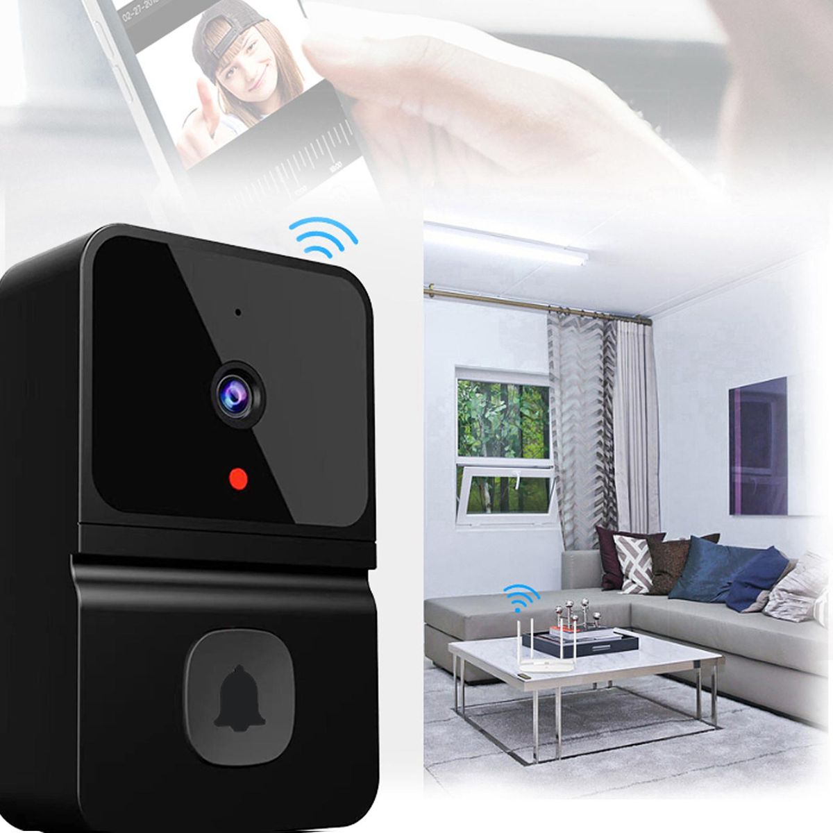 Wireless Video Doorbell Camera Smart Doorbell with 450P Night Vision 2-Way Audio Cloud Storage Battery Powered
