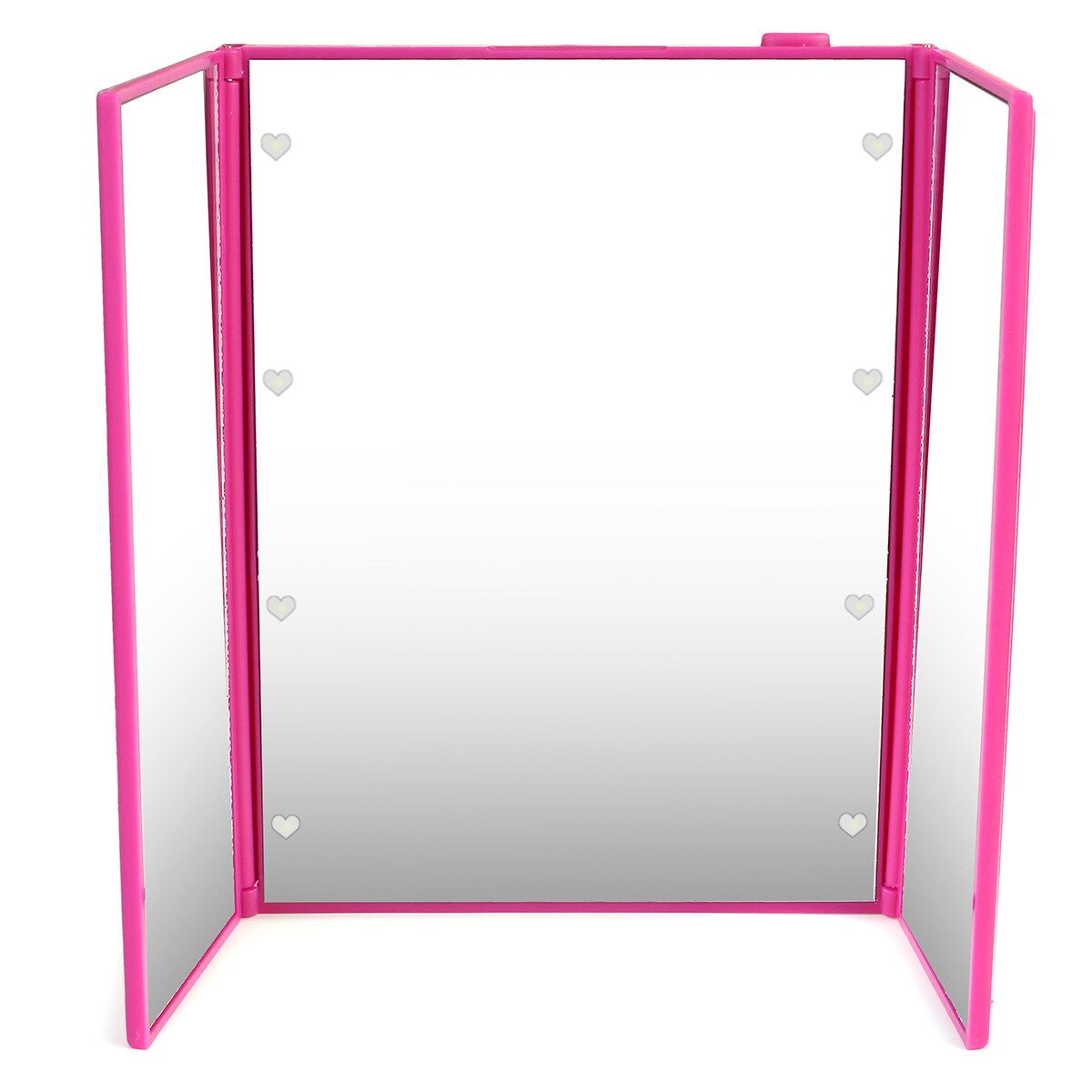 Tri-Fold Foldable LED Vanity Makeup Mirrors Led Light Glass Travel Compact Table Rose