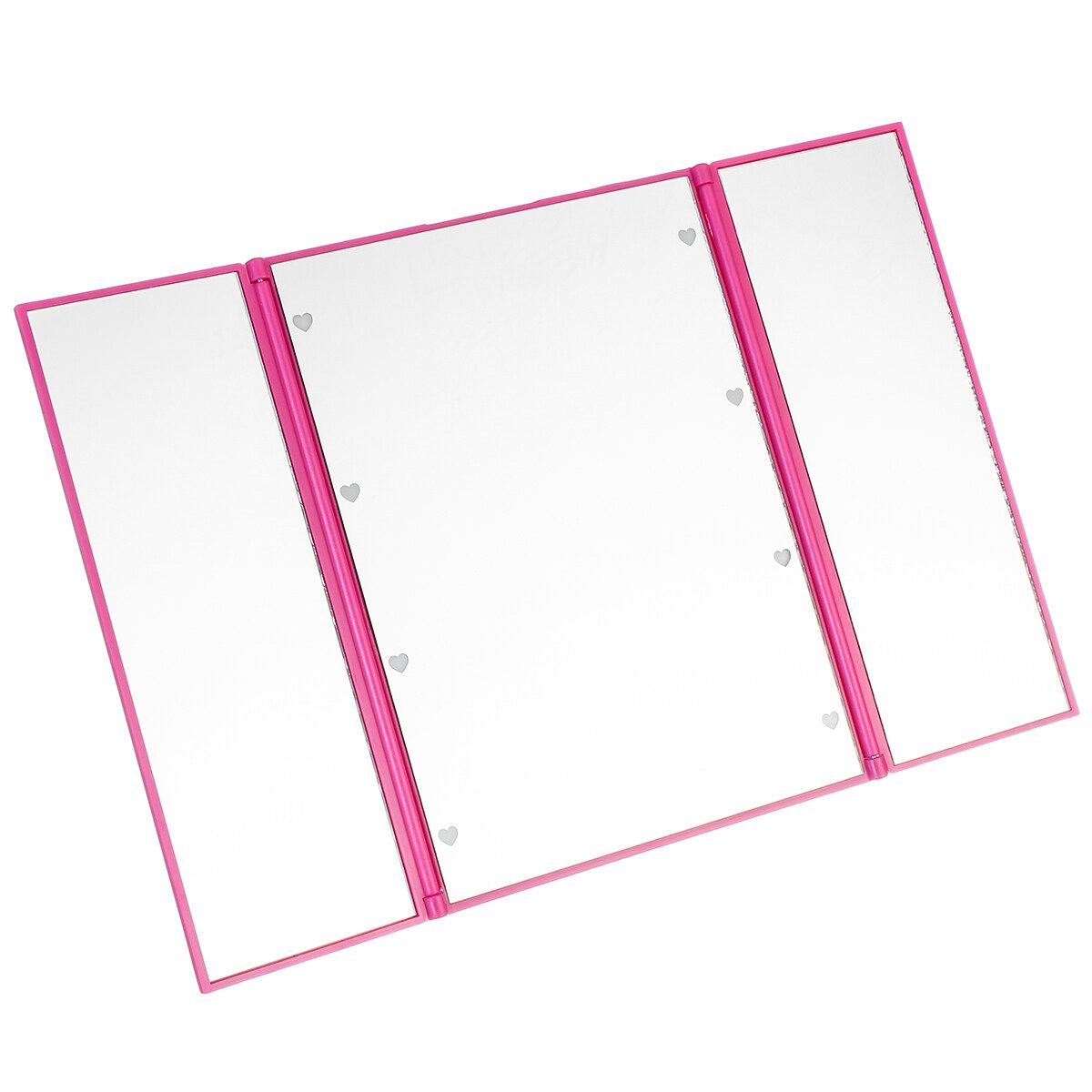 Tri-Fold Foldable LED Vanity Makeup Mirrors Led Light Glass Travel Compact Table Rose