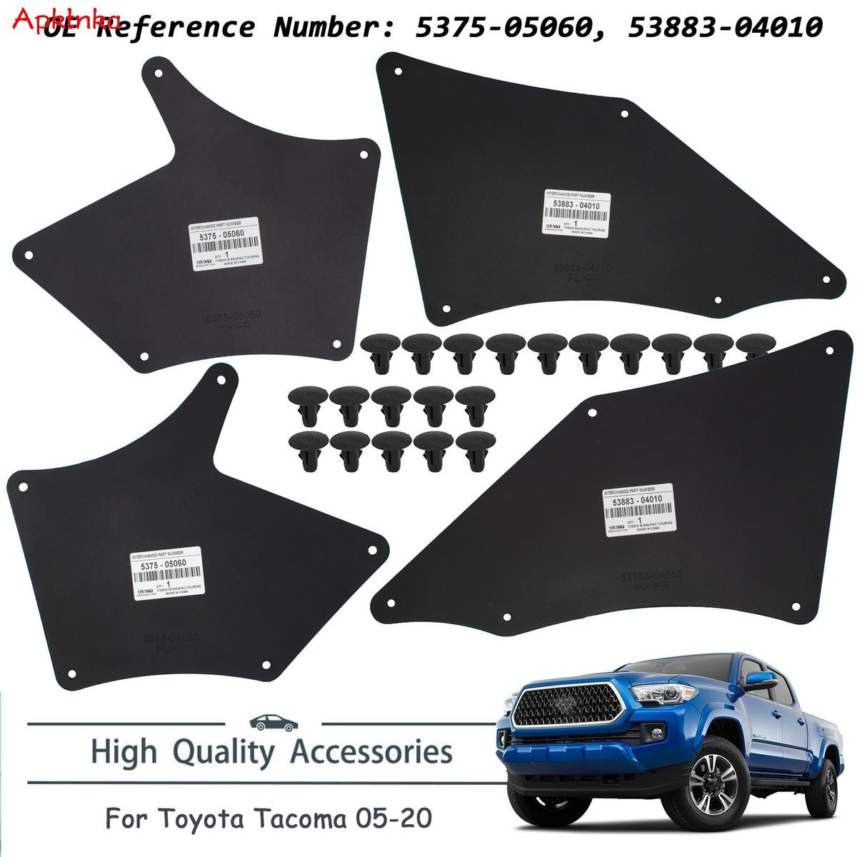 Apktnka Fender Liners Sp Shield For Toyota Tacoma 2005 Apron Seal Flaps Mudflaps Mudguards Guards Skirt W Clips