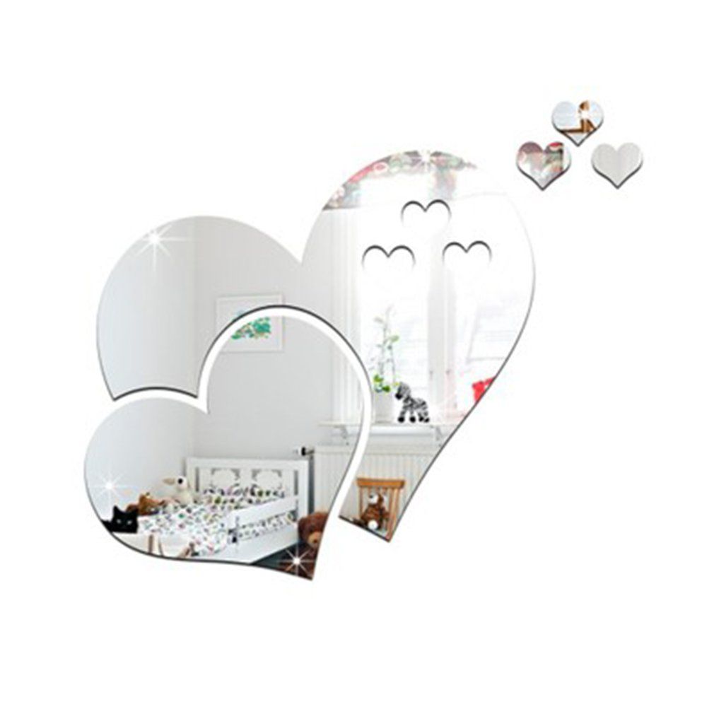Heart Removable Mordern Acrylic Mirror Wall Stickers Kids Room Decor Sticker