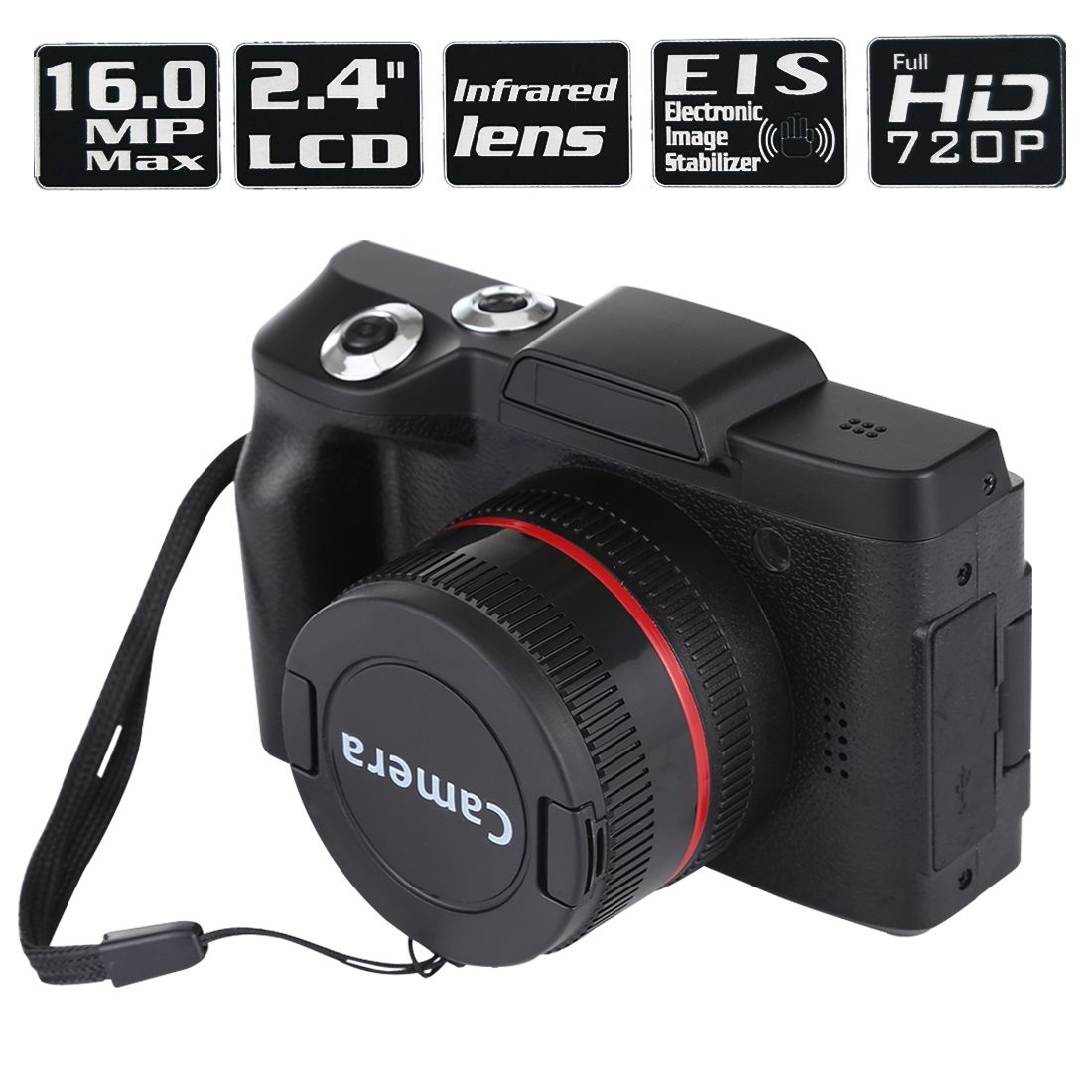 1.3 Mega Pixel Interpolation Flip Screen  Interchangeable Lens Digital Camera, 2.4 Inch LCD, Full HD 720P Recording, Infrared Lens, EIS
