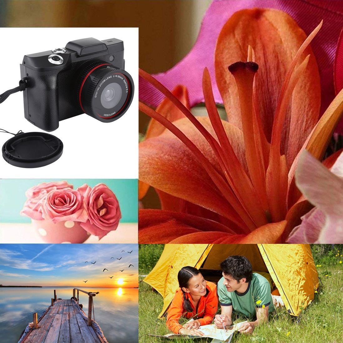 1.3 Mega Pixel Interpolation Flip Screen  Interchangeable Lens Digital Camera, 2.4 Inch LCD, Full HD 720P Recording, Infrared Lens, EIS