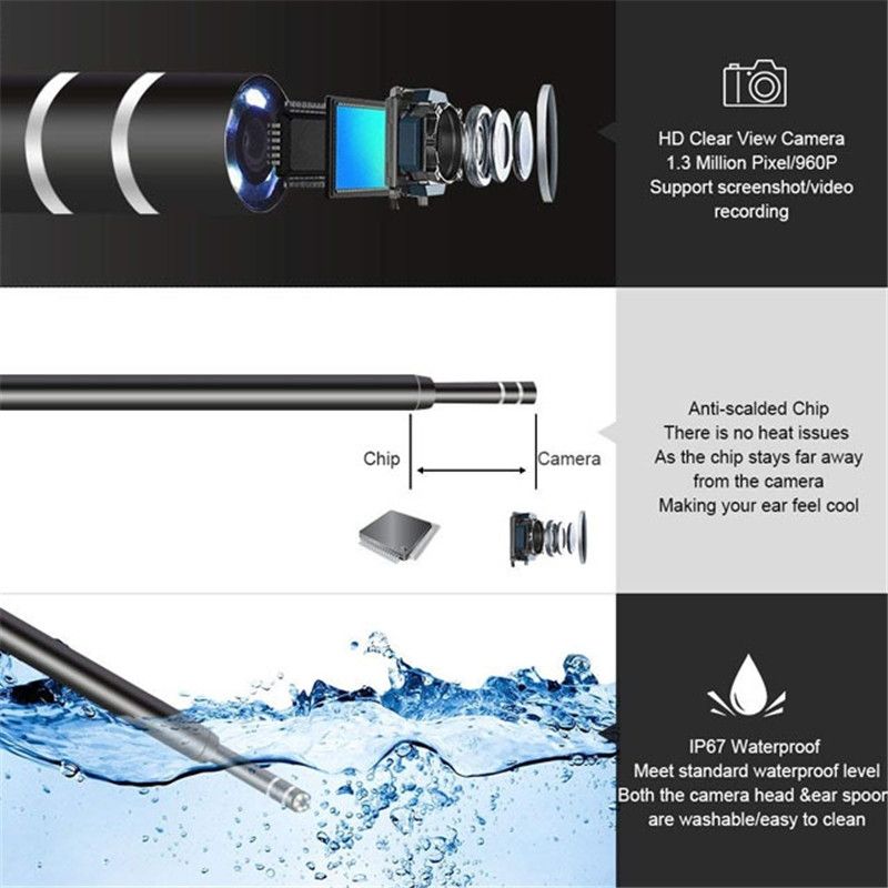 3 In 1 USB HD Digital Inspection Otoscope Ear Type Digital Endoscope Ear Wax