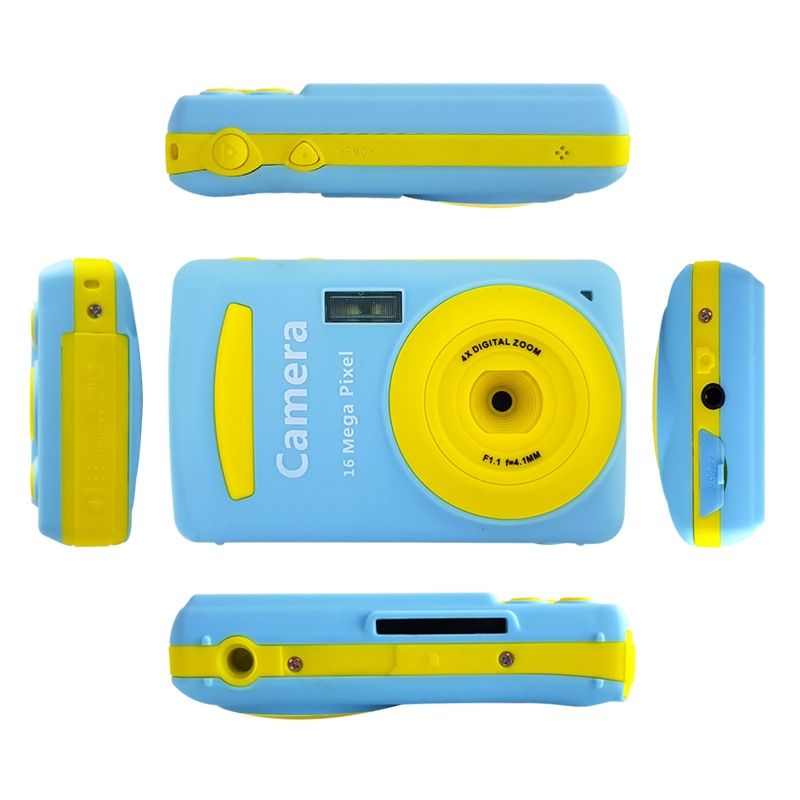 2.4 Inch 16MP 720P Mini LSR Cam Digital Camera For Kids Baby Cute Cartoon Multifunction Toy Camera Children Birthday(Gold)