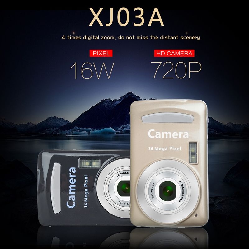 2.4 Inch 16MP 720P Mini LSR Cam Digital Camera For Kids Baby Cute Cartoon Multifunction Toy Camera Children Birthday(Gold)