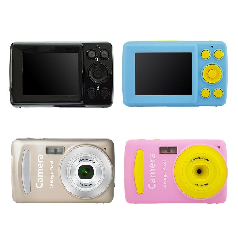 2.4 Inch 16MP 720P Mini LSR Cam Digital Camera For Kids Baby Cute Cartoon Multifunction Toy Camera Children Birthday(Gold)