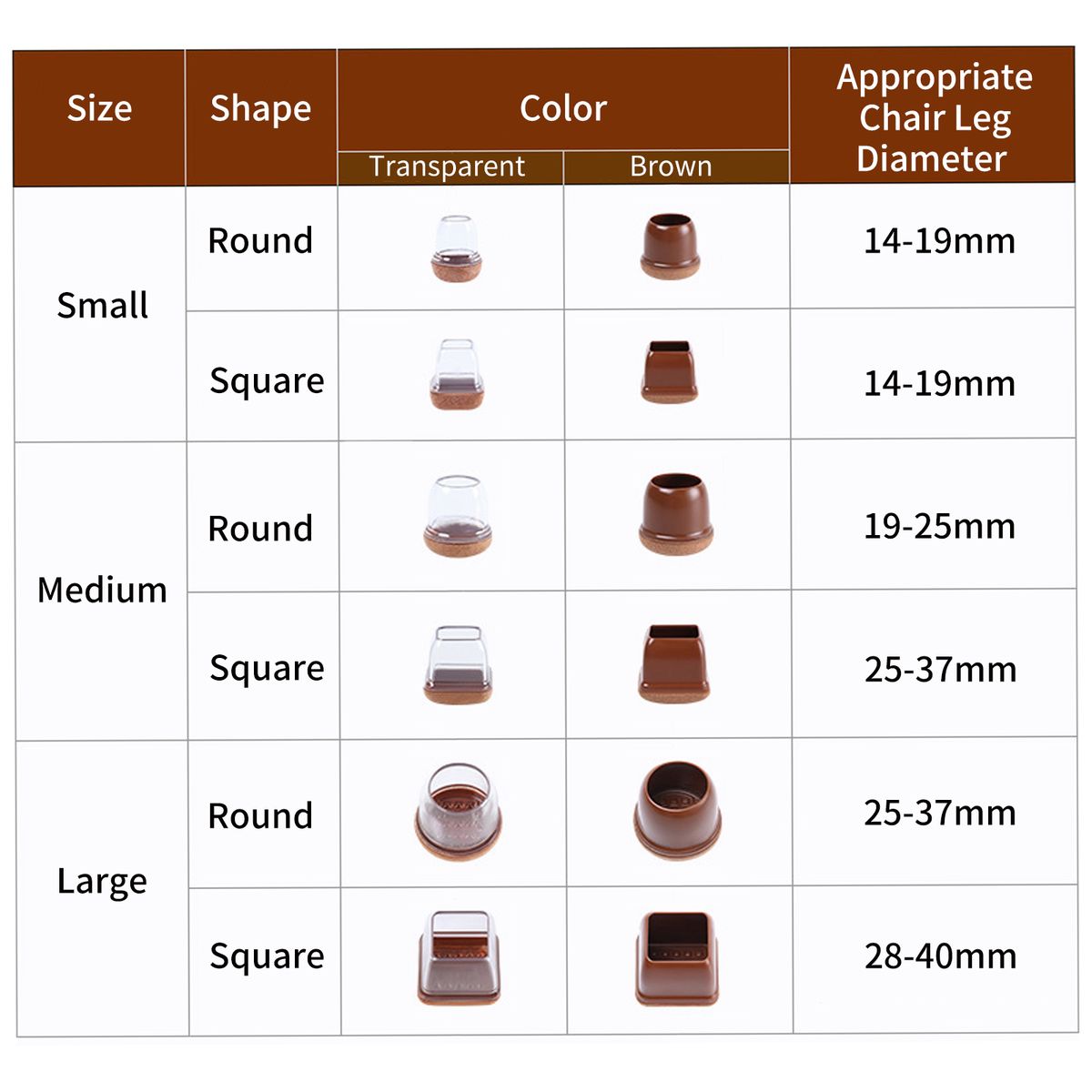 8Pcs Chair Leg Floor Protectors With Felt Chair Leg Caps