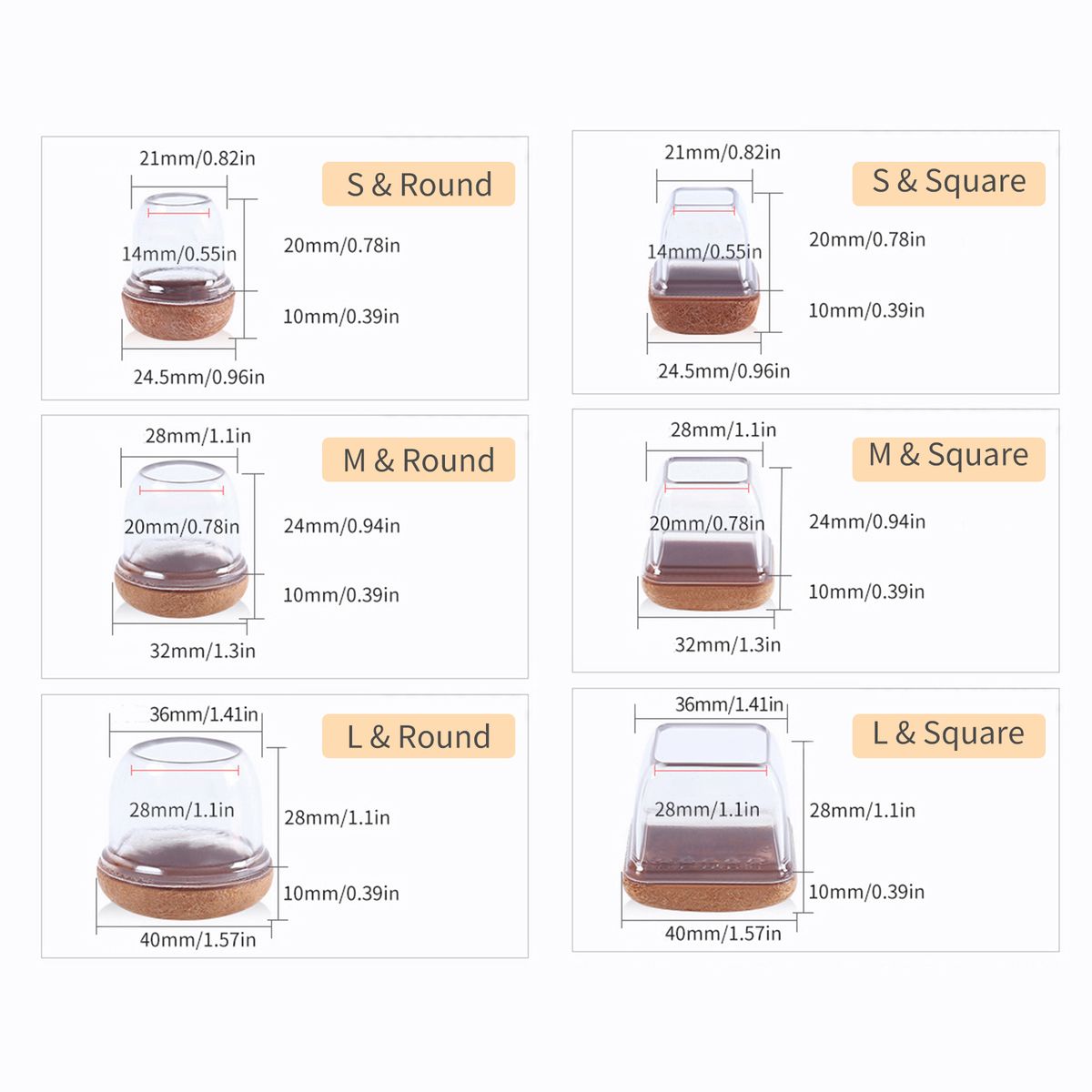 8Pcs Chair Leg Floor Protectors With Felt Chair Leg Caps
