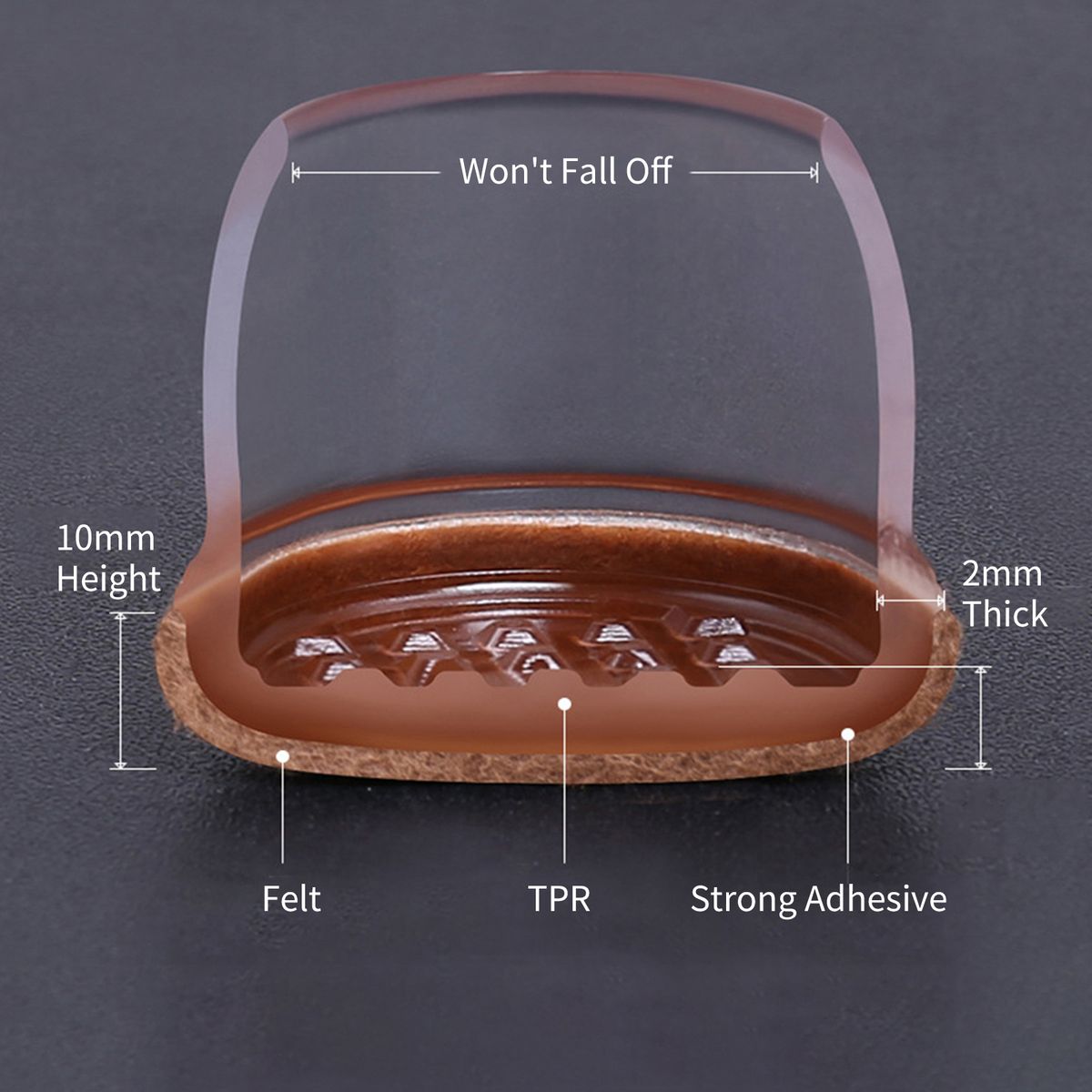 8Pcs Chair Leg Floor Protectors With Felt Chair Leg Caps