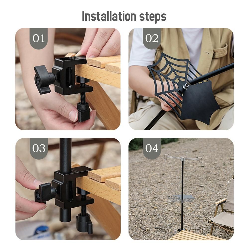 Aluminum Folding Light Stand Table Clamp & Ground Insert Lamp Pole Light  Pole Camping Lamp Pole
