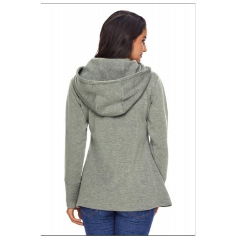 Asymmetric Hem Pullover Hoodie - Grey