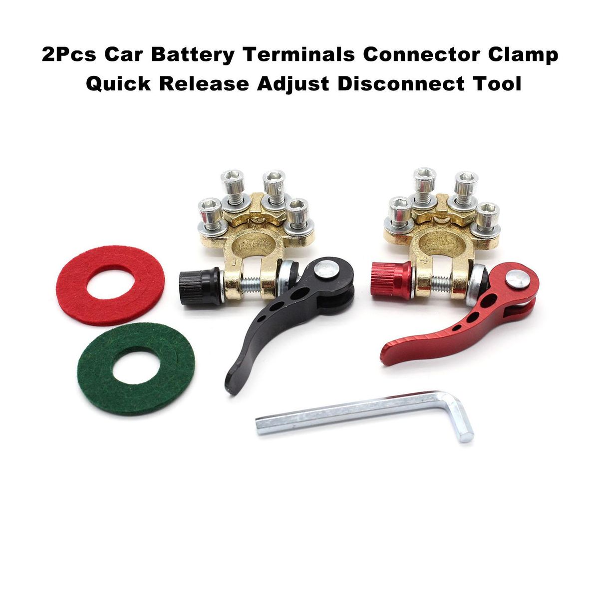 2Pcs Car Battery Terminals Connector Clamp Quick Release Adjust Disconnect Tool