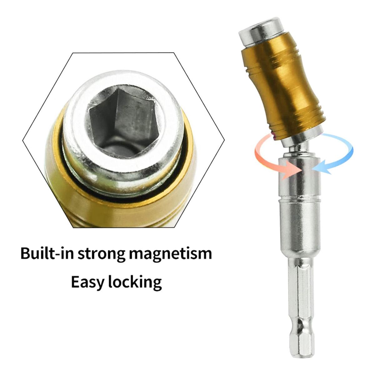 2PCS Magnetic Drill Head Bracket Magnetic Pivot Drill Head Bracket Magnetic Hexagonal Handle Adapter