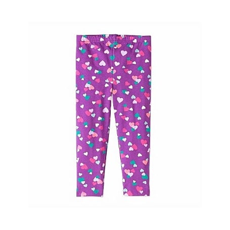 Baby Girls Heart Print Leggings- Purple