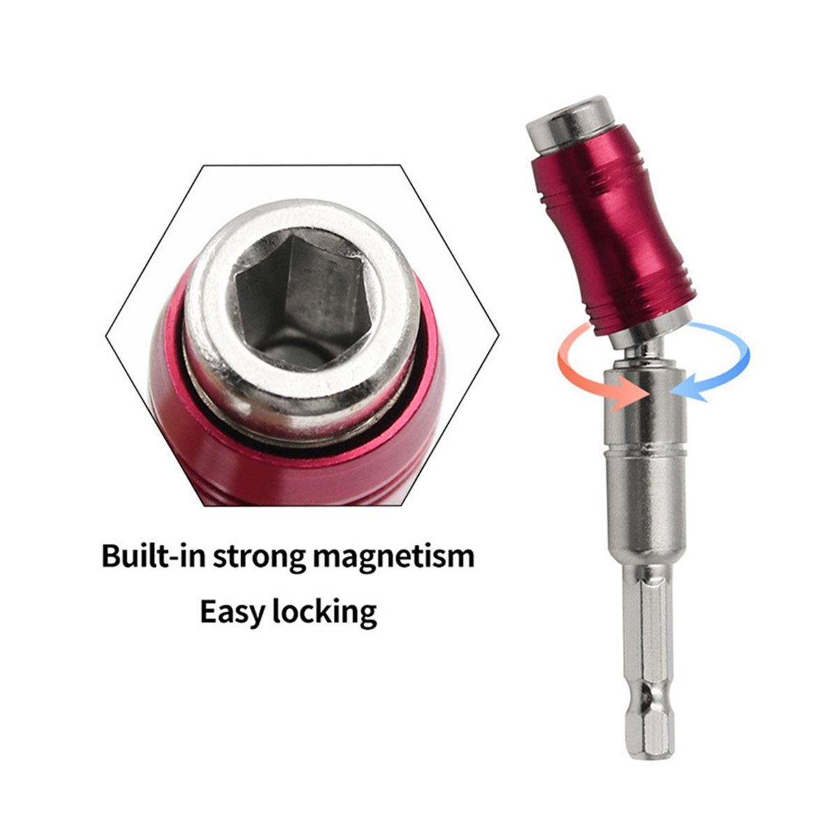 145MM Long Magnetic Ring Screwdriver Bits Drill Hand Tool Drill Bit Extension Rod Quick Change Holder RedBlack Set
