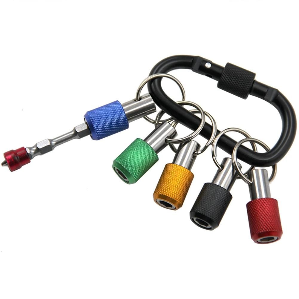 14 inch Hex- Screwdriver Bits Holder Practical Extension Bar Drill Screw Adapter Quick Release Carabiner Keychain