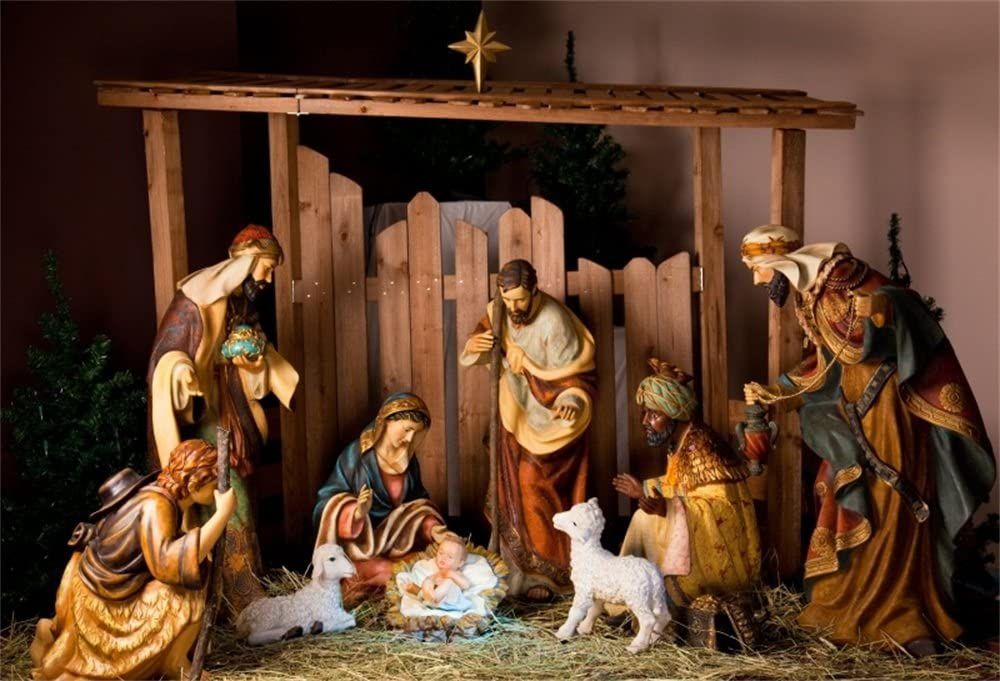 Christmas Manger Scene Figurines  Mary Joseph Sheep And