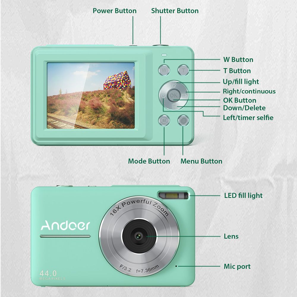 Portable 1080P Digital Camera Video Camcorder 44MP