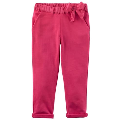 Girls Solid Bow Jeggings - Pink