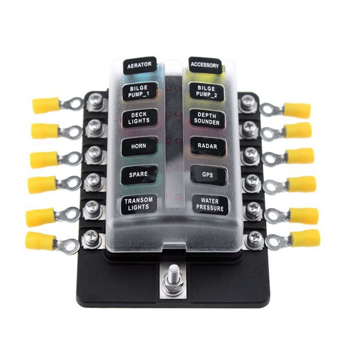 12 Way Fuse Box Holder Fuse Blocks With Red LED Indicator