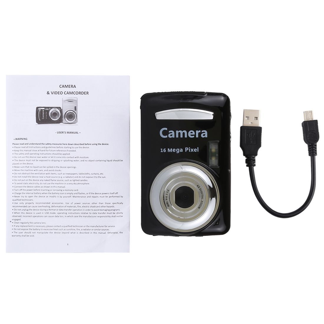 1280x720P HD 4X Digital Zoom 16.0 MP Digital Video Camera Recorder With 2.4 Inch TFT Screen(Black)