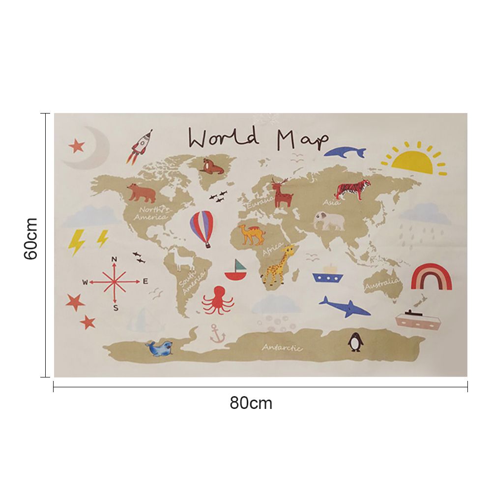 Nordic Wall Decor Kids Room World Map Wallpaper Cloth