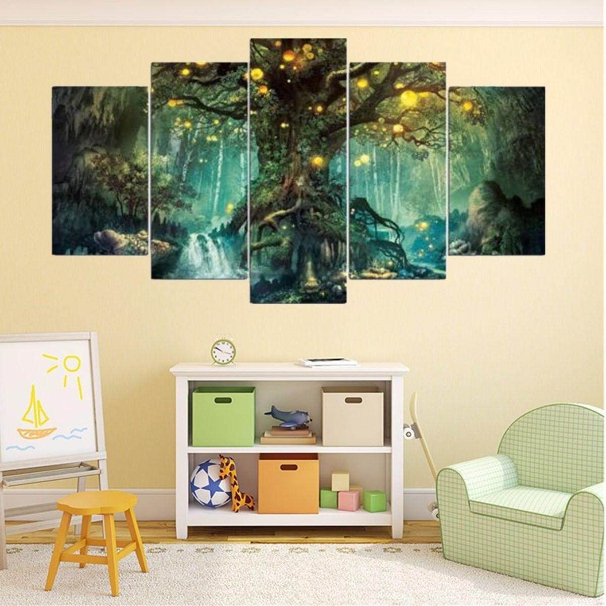 5PCS Tree Of Life Canvas Print Large Pictures Wall Art Hanging Decor 5 Piece Tree Of Life Wall Art Hanging Decor Canvas Print Large Pictures #Unframe M Frameless (edge) M
