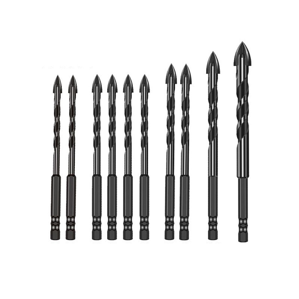 10PCS YG8 Carbide Four-edged Crossdrill Bit Set Marble
