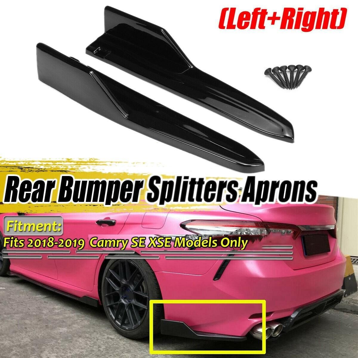 2X Car Rear Bumper Splitters Lip Diffuser Aprons Side Guard Protection for Toyota Camry SE XSE 2018 2019 Glossy Black