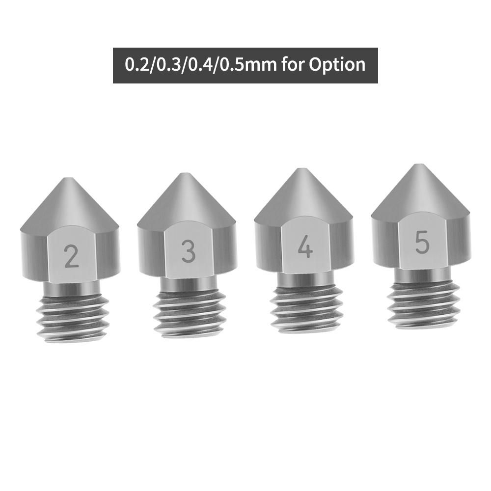 3D Printer Parts 3pcs TC4 Titanium Alloy Nozzles 0.2/0.3/0.4/0.5mm Optional M6 Thread MK8 Extruder Nozzle for 1.75mm Filament Compatible with Creality CR-10 Ender 3 Ender-3 Pro