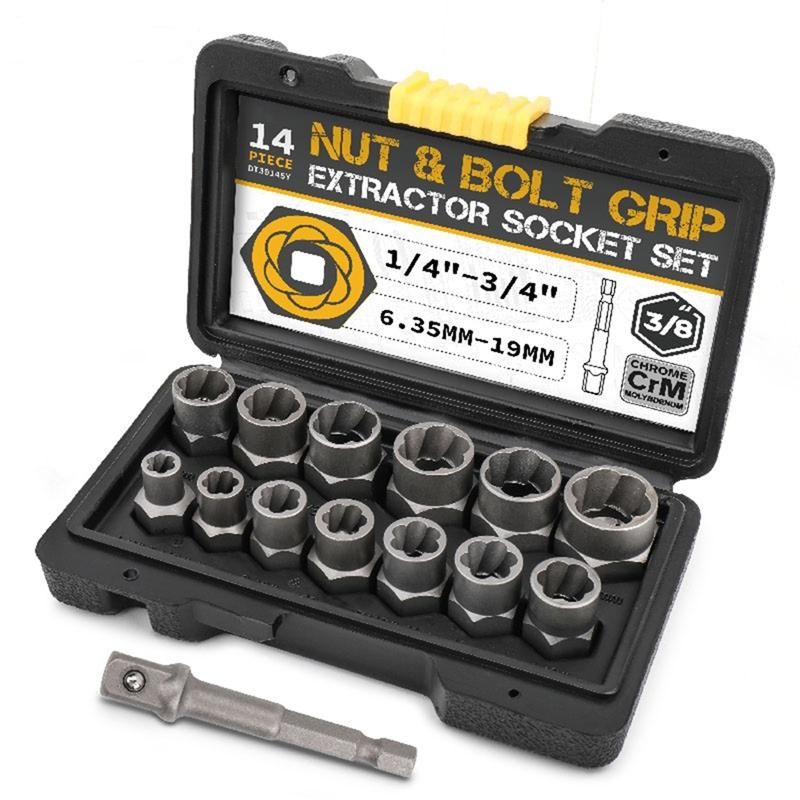 14-Piece Pull-Out Sleeve Set Nut Extractor Damaged Incomplete Screw Nut Extractor