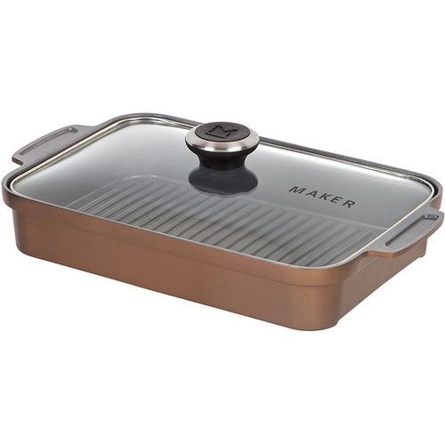 Maker Rectangular Non-Stick Steam Grill Pan - Bronze