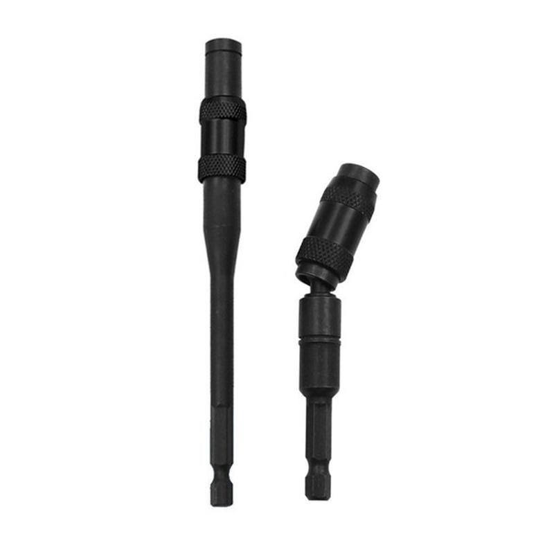 145MM Long Magnetic Ring Screwdriver Bits Drill Hand Tool Drill Bit Extension Rod Quick Change Holder Black Set