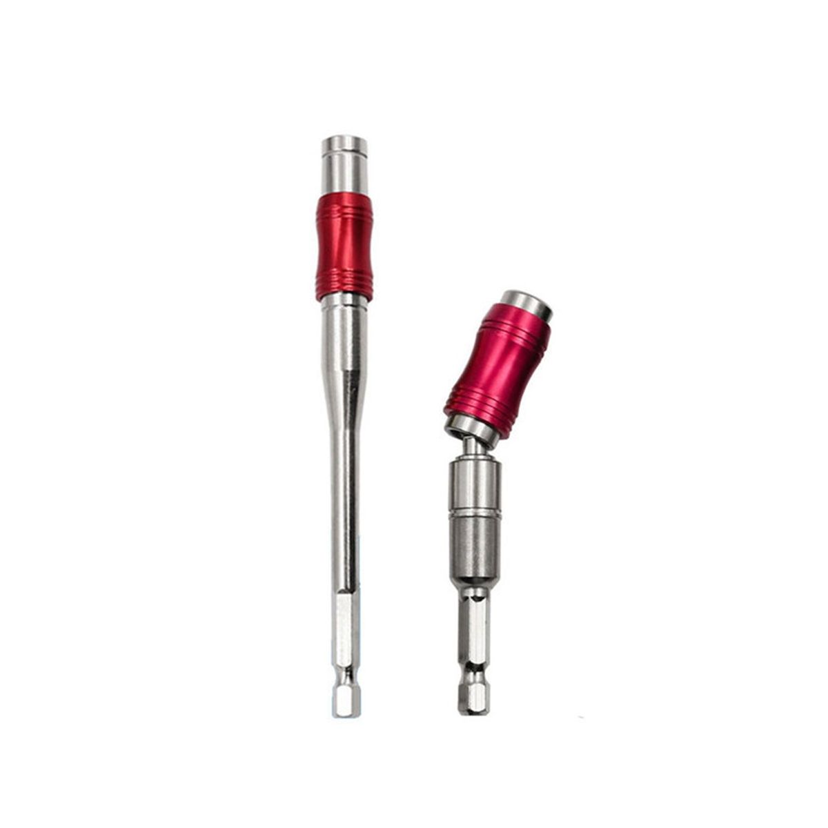145MM Long Magnetic Ring Screwdriver Bits Drill Hand Tool Drill Bit Extension Rod Quick Change Holder RedSilver Set