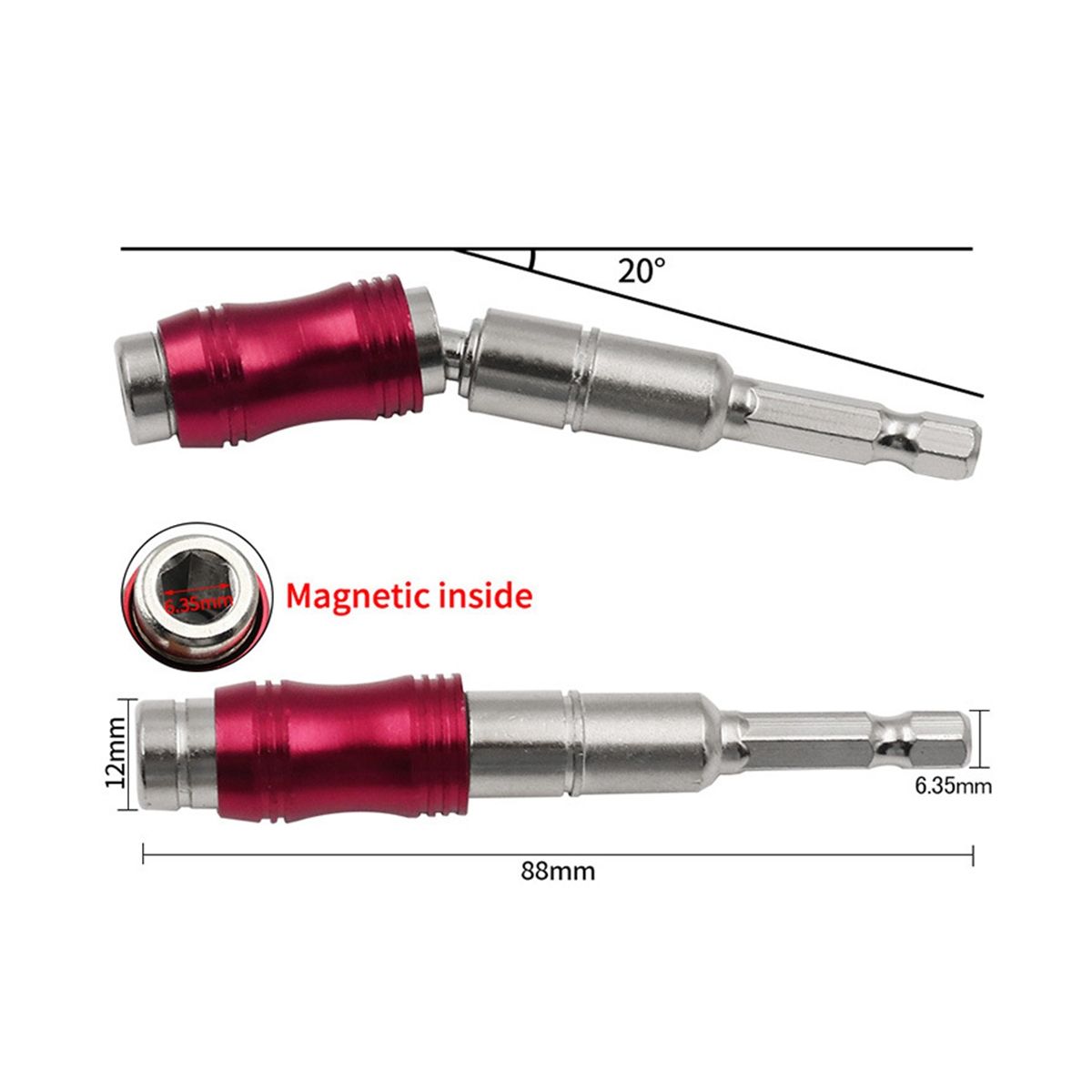 145MM Long Magnetic Ring Screwdriver Bits Drill Hand Tool Drill Bit Extension Rod Quick Change Holder RedSilver Set