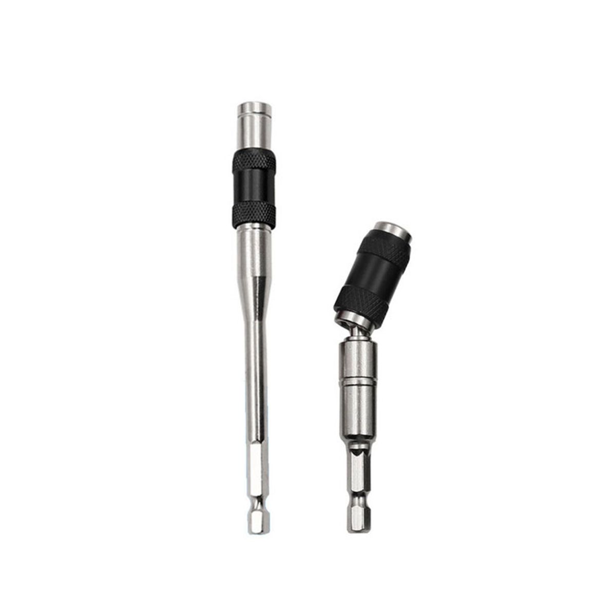145MM Long Magnetic Ring Screwdriver Bits Drill Hand Tool Drill Bit Extension Rod Quick Change Holder BlackSilver Set