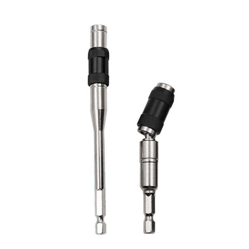 145MM Long Magnetic Ring Screwdriver Bits Drill Hand Tool Drill Bit Extension Rod Quick Change Holder BlackSilver Set