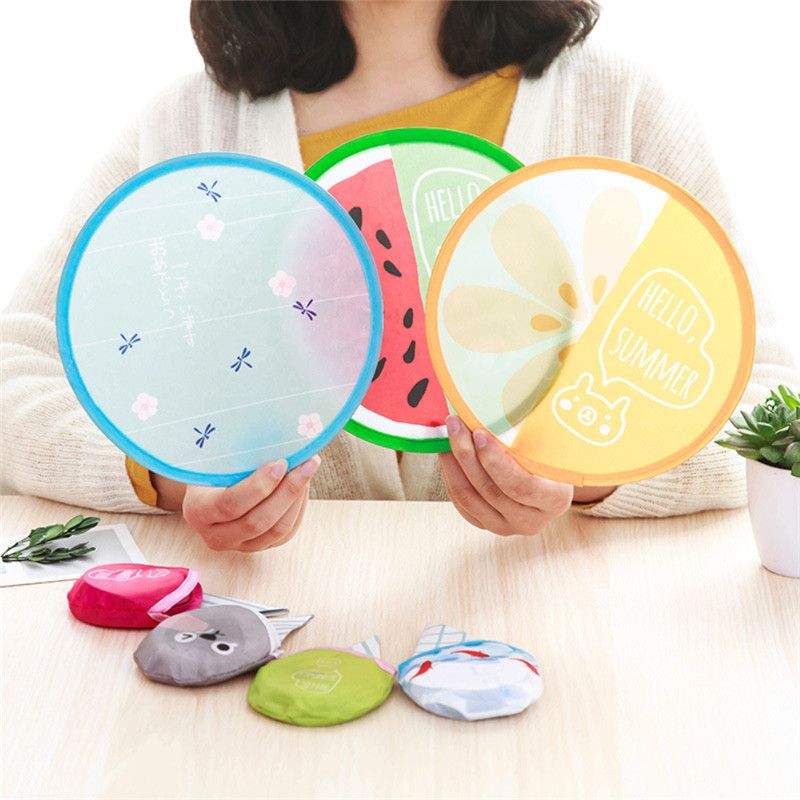Mini Fan Hand Disk Folding Round Cartoon Summer Hand Portable Gift Party Fan Summer Creative Hand 1PC Fans Cool Nylon Fan