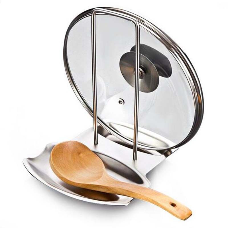 Stainless Steel Pan Pot Rack Cover Lid Rest Stand