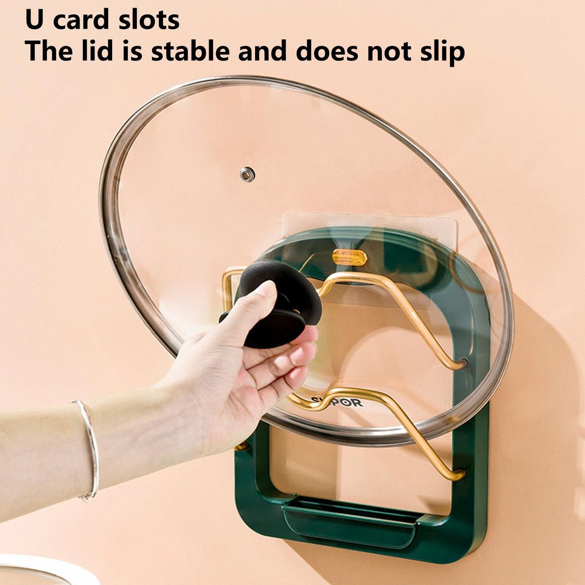 Chopping Board Holder Dual Layers U-shaped Pot Cover Rack Atrovirens