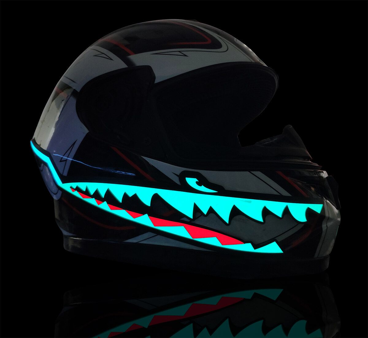 A Pair Of Motorcycle Shark Mouth Light Strip LED Night Signal Lights Luminous Bar Durable Flashing Stripe Blue