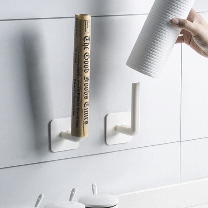 2pcs Paper Holder Under Cabinet Kitchen Paper Towel Holder Plastic Wrap Rag Holder Bathroom Storage Box Holder Toilet Paper Holder